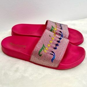 Juicy Couture slides! Pink rhinestone, slide sandals, women’s size 9!